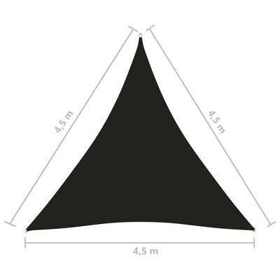 vidaXL Toldo de vela triangular tela Oxford negro 4,5x4,5x4,5 m