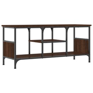 vidaXL Mueble TV hierro madera contrachapada roble marr&oacute;n 100x35x45 cm