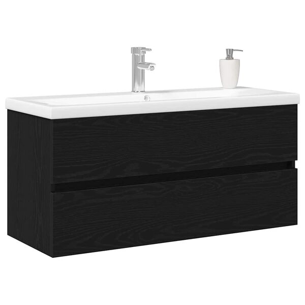 vidaXL Gabinete para Lavabo con puerta Roble negro 100 x 39 x 62 cm
