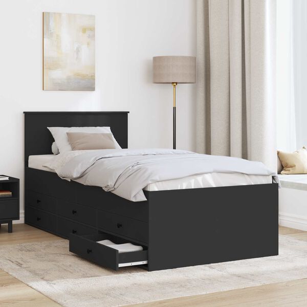 vidaXL Sof&aacute; cama con caj&oacute;n Negro 100 x 200 cm Madera de ingenier&iacute;a