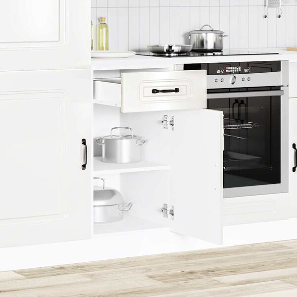 vidaXL Mueble bajo cocina Kalmar madera ingenier&iacute;a blanca alto brillo