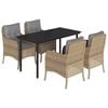 vidaXL Set comedor de jard&iacute;n 5 pzas con cojines rat&aacute;n sint&eacute;tico beige