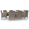 vidaXL Juego de comedor de jard&iacute;n 9 piezas con cojines gris