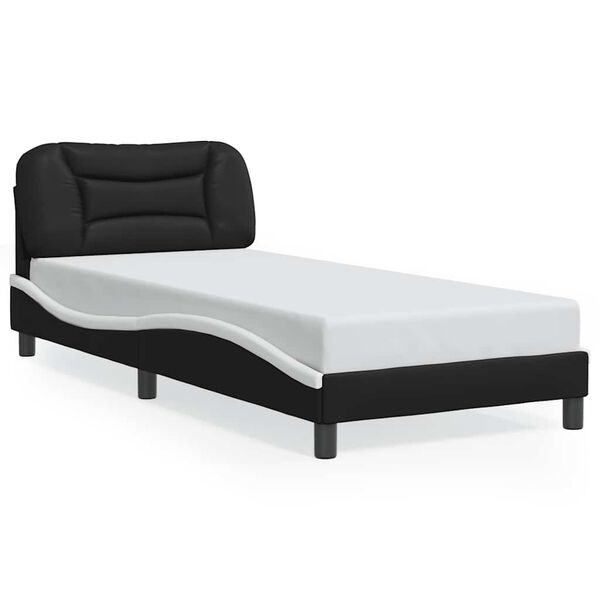 vidaXL Estructura de cama sin colch&oacute;n Hvar cuero sint&eacute;tico negro blanco 90x200 cm
