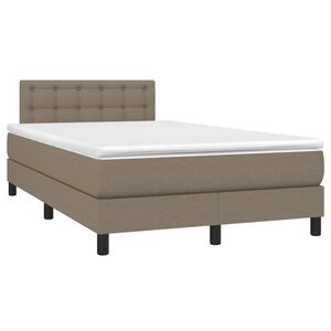 vidaXL Cama box spring con colch&oacute;n tela gris taupe 120x190 cm