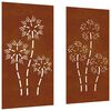 vidaXL Adorno pared jard&iacute;n 2 uds acero corten dise&ntilde;o flores 105x55 cm