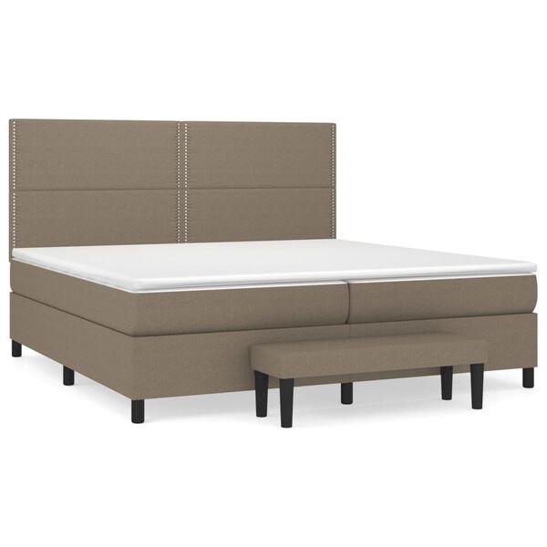 vidaXL Cama box spring con colch&oacute;n tela gris taupe 200x200 cm