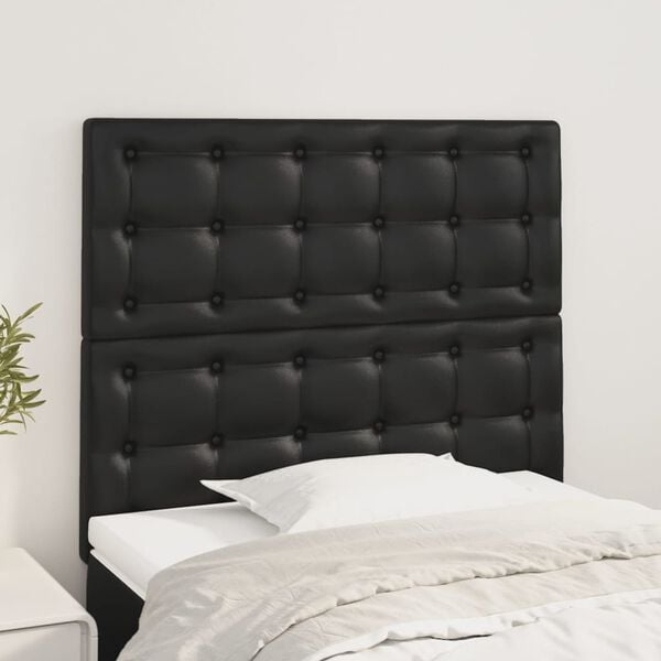 vidaXL Cabecero de cama negro 90x5x118/128 cm piel sint&eacute;tica
