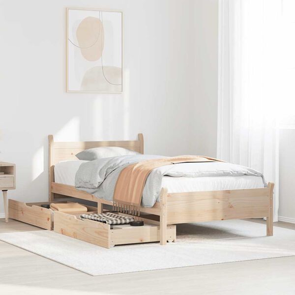 vidaXL Estructura de cama sin colch&oacute;n madera maciza de pino 90x200 cm