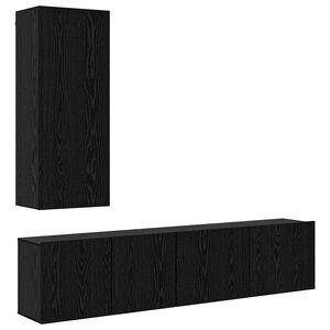 vidaXL Unidad de Pared para TV 5 pcs Roble negro Madera de ingenier&iacute;a