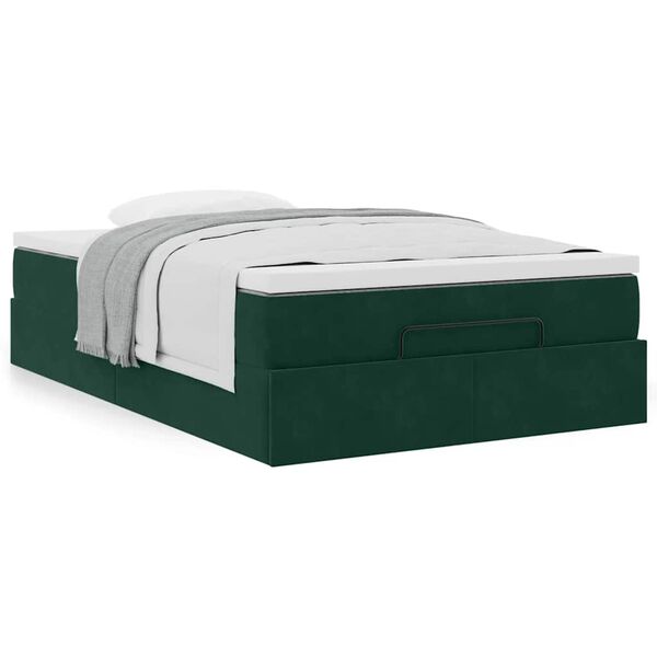 vidaXL Cama otomana con colch&oacute;n 120x190 cm terciopelo verde oscuro