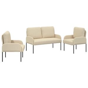 vidaXL Juegos de sof&aacute;s 3 uds. Crema Madera contrachapada