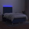 vidaXL Cama box spring con colch&oacute;n y luces LED tela azul 120x190 cm