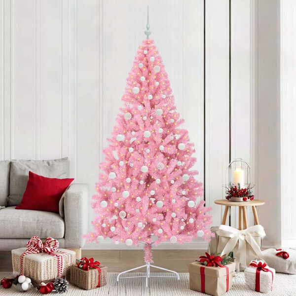 vidaXL &Aacute;rbol de Navidad Artificial Preiluminado Rosa 210 cm PVC