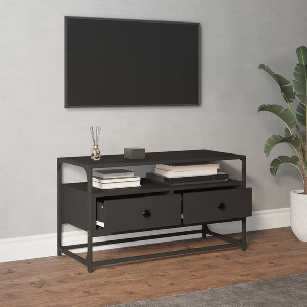 vidaXL Mueble para TV madera contrachapada negro 80x35x45 cm