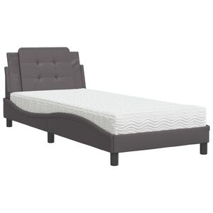 vidaXL Estructura de cama sin colch&oacute;n Zadar cuero sint&eacute;tico gris 80x200 cm