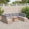 vidaXL Conjunto de sof&aacute;s de jard&iacute;n 10 pcs Beige rat&aacute;n sint&eacute;tico