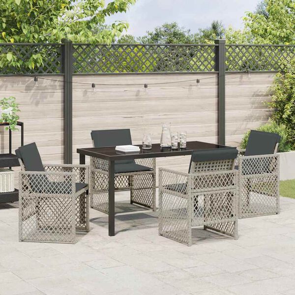 vidaXL Conjunto de Comedor de Jard&iacute;n 5 pcs Gris Claro rat&aacute;n sint&eacute;tico