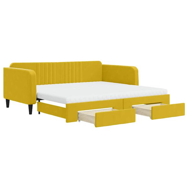 vidaXL Sof&aacute; cama nido con cajones terciopelo amarillo 100x200 cm
