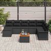 vidaXL Conjunto de sof&aacute;s de jard&iacute;n 9 pcs Negro rat&aacute;n sint&eacute;tico
