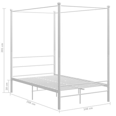 vidaXL Estructura de cama con dosel metal blanco 140x200 cm