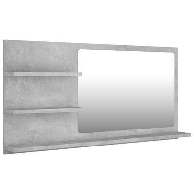 vidaXL Espejo de baño madera contrachapada gris hormigón 90x10,5x45 cm