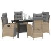 vidaXL Conjunto de Comedor de Jard&iacute;n 5 pcs Beige rat&aacute;n sint&eacute;tico