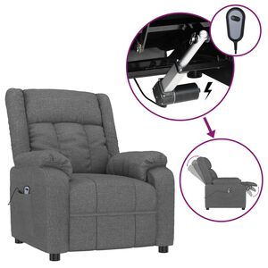 vidaXL Sill&oacute;n reclinable el&eacute;ctrico de tela gris oscuro