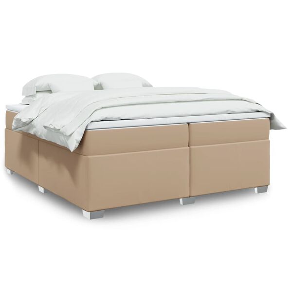 vidaXL Cama box spring con colch&oacute;n cuero sint&eacute;tico capuchino 200x200cm
