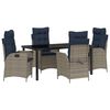 vidaXL Conjunto de Comedor de Jard&iacute;n 5 uds. Gris y Negro Rat&aacute;n