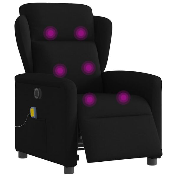 vidaXL Sillón reclinable de masaje eléctrico tela negro