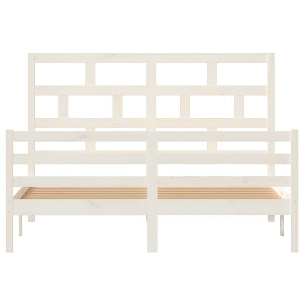 vidaXL Estructura de cama doble sin colchón madera maciza blanco