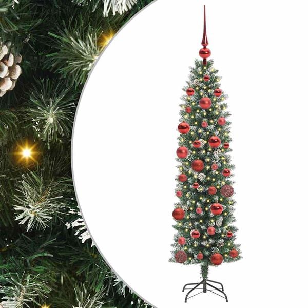 vidaXL Árbol Navideño Artificial Delgado con 150 LED verde y 150 cm