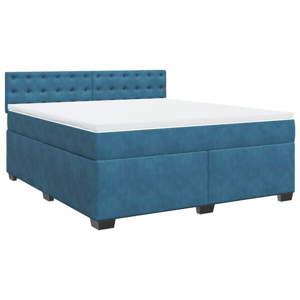 vidaXL Cama box spring con colch&oacute;n terciopelo azul 180x200 cm
