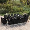 vidaXL Set comedor jard&iacute;n 15 pzas y cojines rat&aacute;n sint&eacute;tico negro