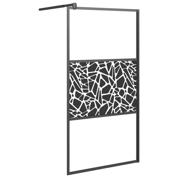 vidaXL Mampara ducha vidrio esmerilado dise&ntilde;o piedras negro 100x195 cm