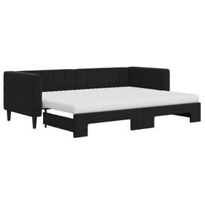 vidaXL Sof&aacute; cama nido con colch&oacute;n terciopelo negro 80x200 cm