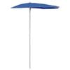 vidaXL Sombrilla de jard&iacute;n semicircular con palo azul azure 180x90 cm