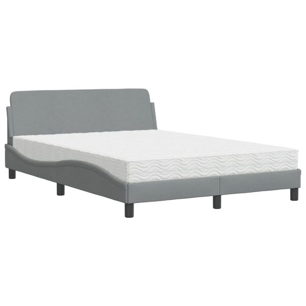 vidaXL Cama con colch&oacute;n Dover tela gris claro 120x200 cm