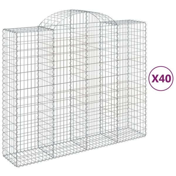 vidaXL Cestas gaviones 40 uds forma de arco hierro 200x50x160/180 cm