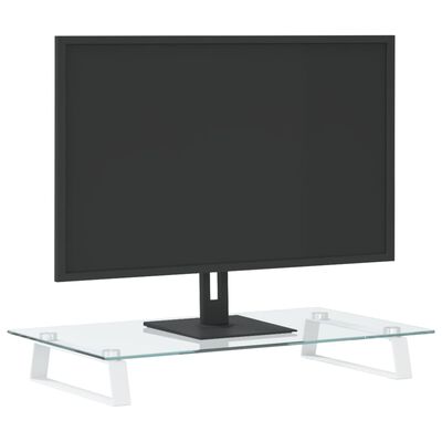 vidaXL Soporte de monitor vidrio templado y metal blanco 60x35x8 cm