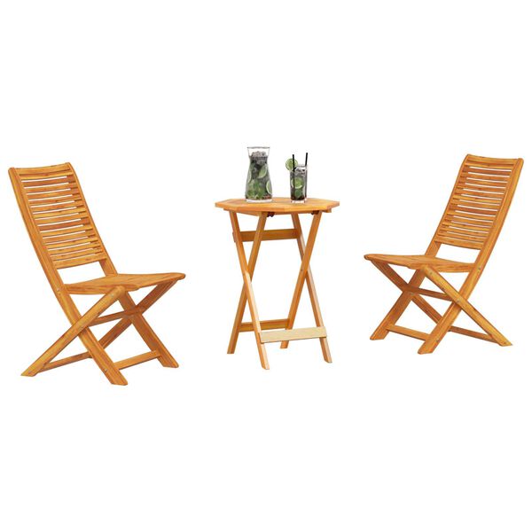 vidaXL Conjunto de Bistro Plegable 3 pcs Marr&oacute;n