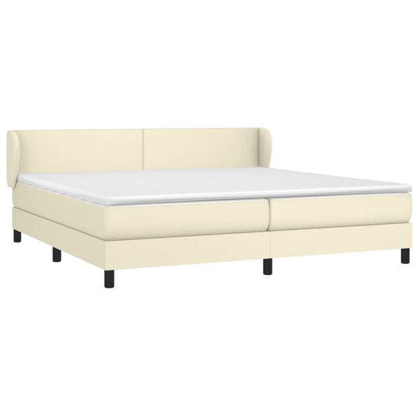 vidaXL Cama box spring con colch&oacute;n cuero sint&eacute;tico crema 200x200 cm