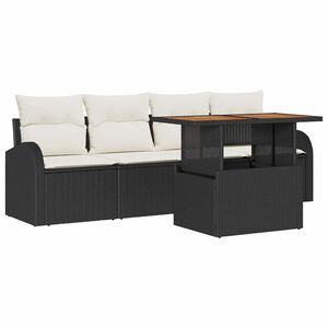 vidaXL Conjunto de sof&aacute; de jard&iacute;n 5 pcs Negro Polirat&aacute;n