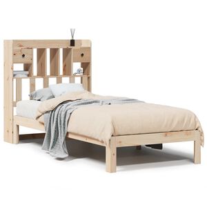vidaXL Cama con estanter&iacute;a sin colch&oacute;n madera maciza de pino 100x200cm