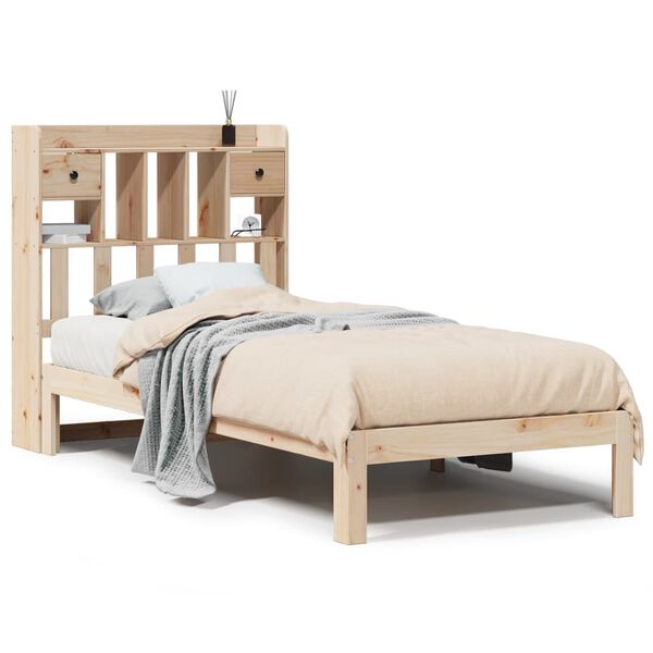 vidaXL Cama con estanter&iacute;a sin colch&oacute;n madera maciza de pino 100x200cm