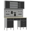 vidaXL Armario de trabajo 7 uds. Negro Madera Ingenierizada y Acero