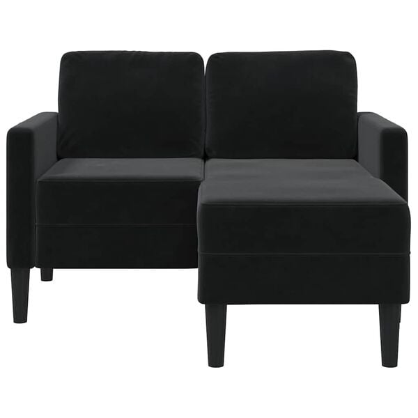 vidaXL Sofá de 2 plazas con chaise longue en forma de L, terciopelo negro, 125 cm,