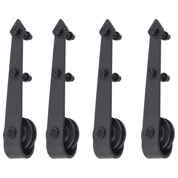 vidaXL Guías con carril para puerta corredera 2 uds 183 cm acero negro