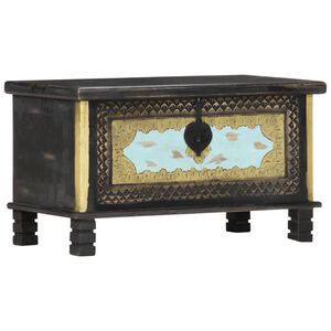 vidaXL Ba&uacute;l de almacenamiento madera de mango negro 80x40x45 cm